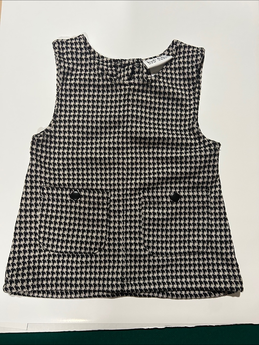 Nicole Miller Black and White Houndstooth Sleeveless Shift Dress